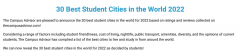 2022年全球最佳学生城市Top 30公布！澳2城上榜，悉