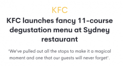 KFC全球首创Fine Dining将登陆悉尼，$75刀11道菜！墨