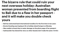 澳洲女子去巴厘岛旅游，却无法登机！因为护照