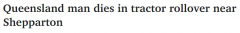 澳洲接连发生两起拖拉机交通事故，1死1重伤（组