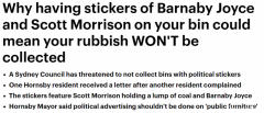 莫里森将竞选海报贴上垃圾桶，引悉尼民众不满