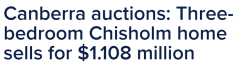 堪培拉拍卖：三居室Chisholm住宅售价110.8万澳元！