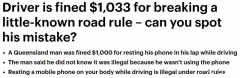 罚$1033，扣4分！澳男开车时因一个举动被拍，网