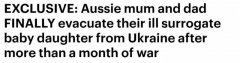 越过火线与代孕女儿重聚，澳夫妇安全从乌克兰