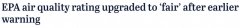 墨尔本空气质量改善，环保局调整为“可以接受