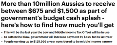 超1000万澳人能额外减税$420，快看看你能拿多少（