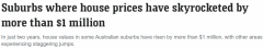 悉尼多地房价暴涨，最高涨142%！专家：房产供不