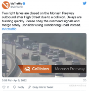 墨尔本Monash高速公路发生多车相撞事故！多条道