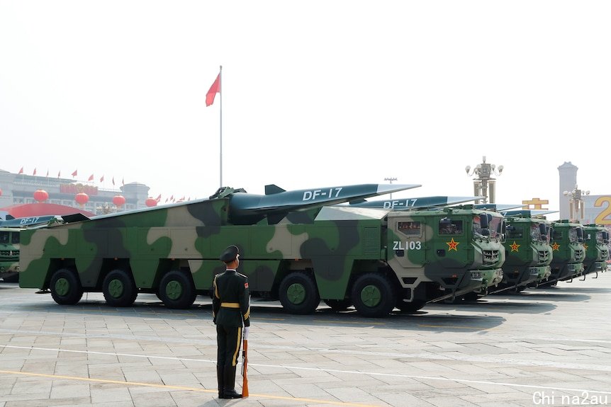 Chinese military vehicles carry hypersonic vehicles during military parade, October 1, 2019.
