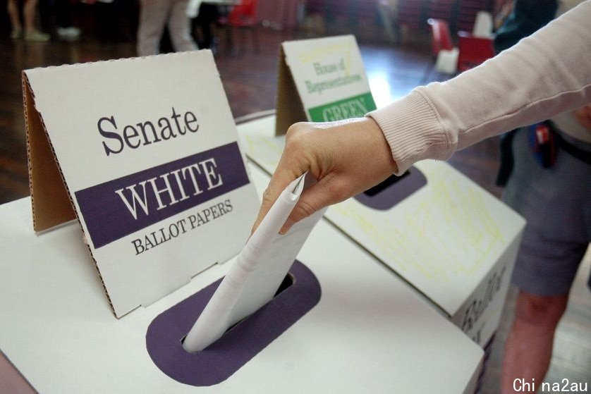2010年8月21日，一名选民将他们的参议员选票放入投票站的投票箱中。