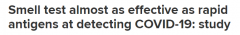研究发现：嗅觉测试也能判断是否感染新冠，有效性高达79%（图）