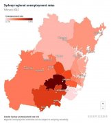 悉尼失业率两极分化严重，部分地区低于1%，有的高达9.3%