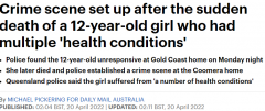 悲剧！澳12岁女童家中突然死亡，生前患多种健康疾病（图）