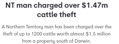澳7旬老汉涉偷牛，价值近$150万！被控多项罪行（图）