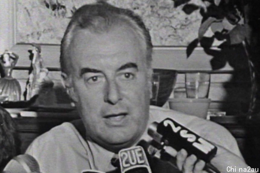 Gough Whitlam gives an interview on election night in 1972 after he was voted in as prime minister.
