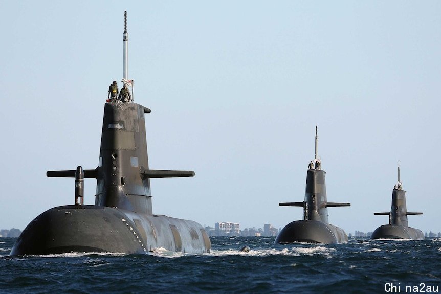 Collins class submarines HMAS Dechaineux, HMAS Waller and HMAS Sheean