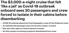 澳洲又现“恐怖邮轮”？20人确诊隔离，乘客：$3000/晚的邮轮像监狱（组图）