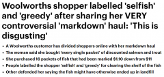 $11的鱼降价至$1.1，澳女囤购引争议！网友褒贬不一，你怎么看？（图）