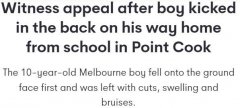 澳男孩走在路上，无端被踹倒后受伤，嫌犯直接骑车逃跑（组图）
