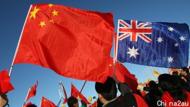 A Chinese and an Australian flag