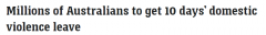 澳洲家暴受害者可享10天带薪假，超260万人受益（图）