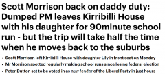 莫里森回归家庭生活，一大早送女儿上学！自由党议员：达顿接任党魁无异议（组图）
