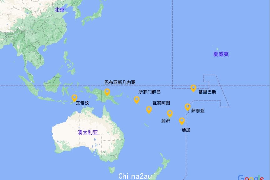 王毅出访南太国家地图