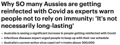 澳洲数万人再次感染新冠！专家：免疫保护不稳定持久，不能依赖（组图）
