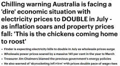 澳洲恐迎“经济风暴”！电价将翻倍，通胀率飙升，澳联储或连续加息7次...（组图）