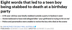 “你女友想勾引我！”悉尼男生被刺身亡更多细节曝光，疑为女生酿冲突（组图）