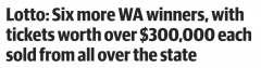 西澳6人中$500万，你可能就有其中一张彩票，全州今年33位赢家，酸了酸了