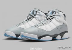 在这款最新的 Jordan 6 戒指中，大学蓝与冷灰色相遇