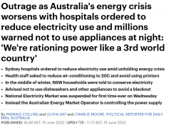 “国际笑柄！”澳洲能源危机恶化，家庭医院工厂用电均受影响（组图）