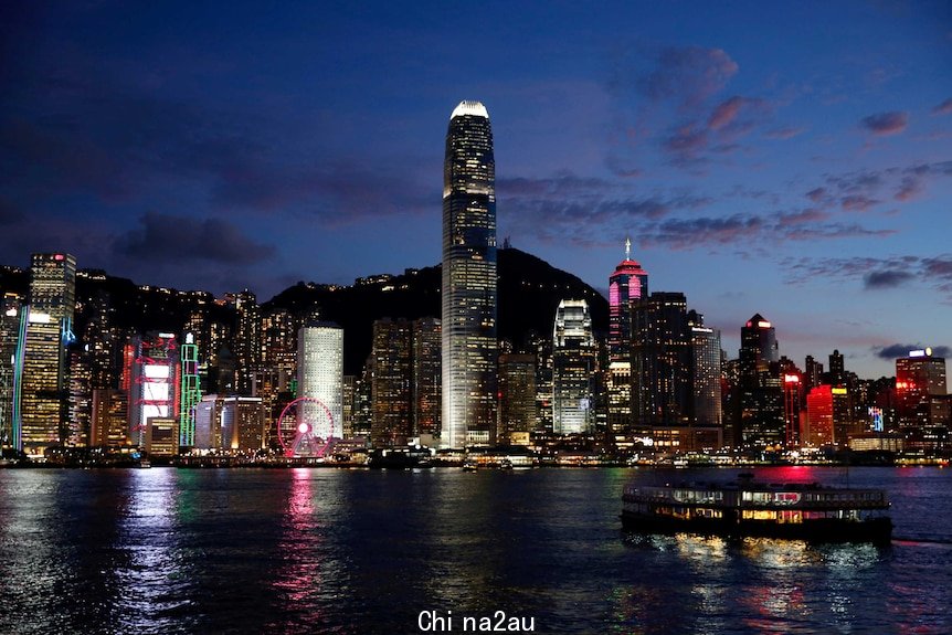 Hong Kong at night.