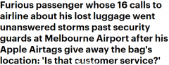 澳男行李遗失一周，客服无法接通，靠苹果追踪器找进机场办公室（视频/组图）