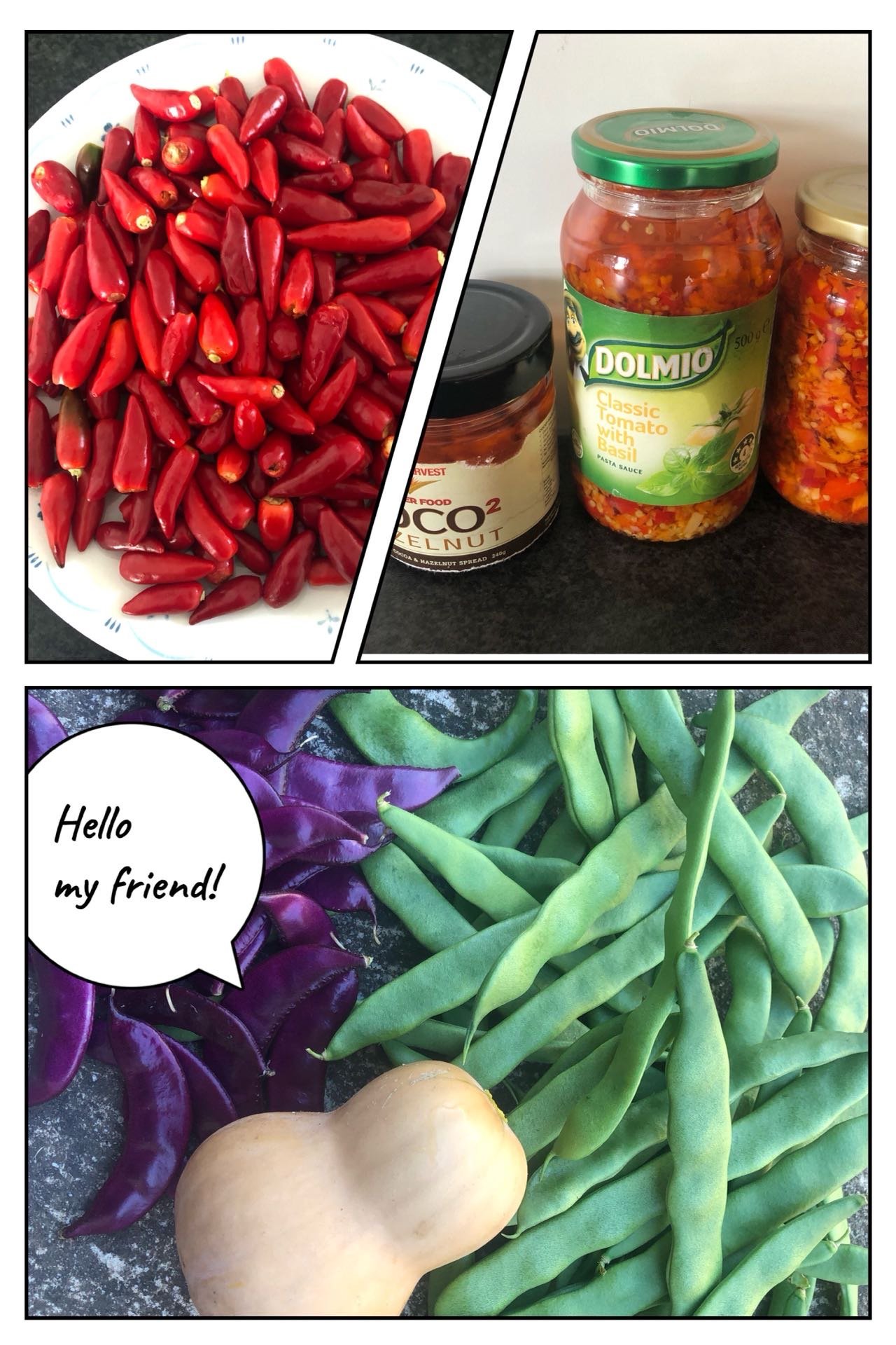 新鲜的蔬菜和腌制的辣椒