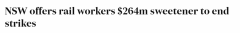 新州政府提供$2.64亿满足铁路工人，要求其取消罢工（图）