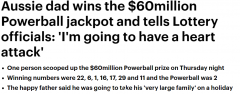 一夜暴富！澳男喜中Powerball$6000万巨奖，每次都买同样数字，直言要退休（组图）
