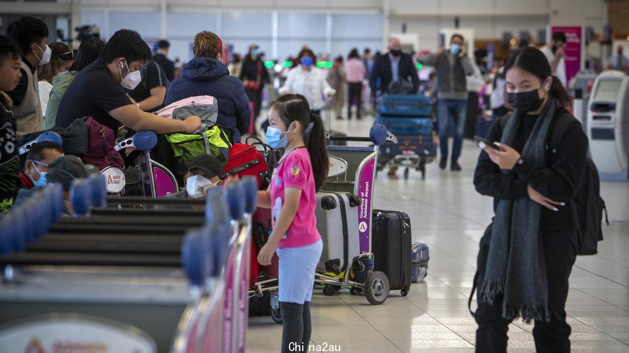 A rush at Adelaide Airport for the Easter holidays earlier this years. Picture: Emma Brasier