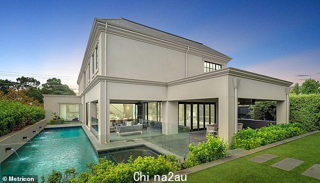 The $3.2million Glen Waverly home (above) features five bedrooms, four bathrooms, a pool and fountain on 884m² of land