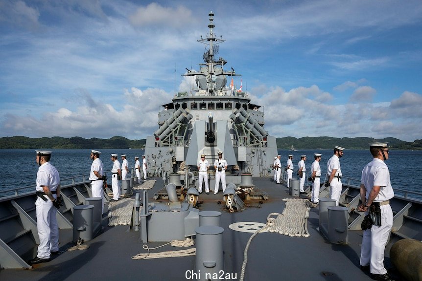 Navy crew on the deck of the Parramatta.