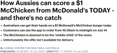 手慢无！麦当劳在澳推出“汉堡1元购”活动，仅限今天（组图）