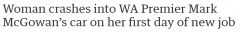 社死现场！西澳女子第一天上班，竟撞上州长的车，老板也来看了...