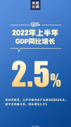 中国上半年GDP同比增长2.5%
