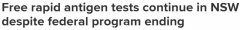 联邦政府“免费领快检盒”政策月底结束，新州宣布：延期三个月（图）