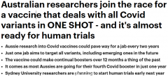 澳洲正研发“超级”新冠疫苗！可抵御所有变异毒株，争取明年临床试验（视频/组图）