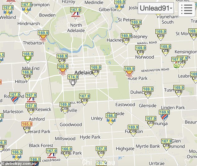 It comes as prices of groceries, rent and petrol soar around the country due to inflation, climate conditions damaging produce and international factors (pictured: Adelaide map)