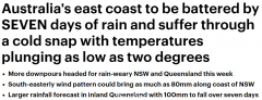 悉尼将连下7天雨！澳洲多地再迎降雨，部分地区气温降至零下（组图）