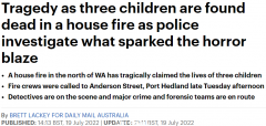 悲剧！澳洲民宅突发大火，3名儿童不幸遇难（组图）