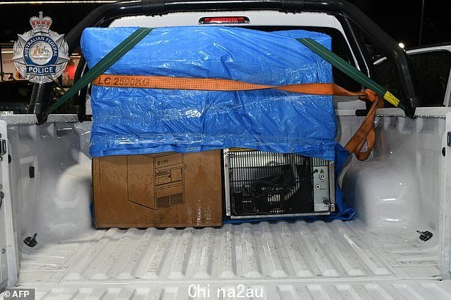 The first man to be arrested in the drug bust was a 38-year-old western Sydney man allegedly hiding 10kg of cocaine in two fridges (above) in the back of his ute
